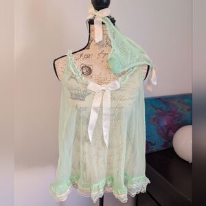 NWT Victoria’s Secret Sexy Little Things Babydoll Set Mint Green Mesh Lingerie